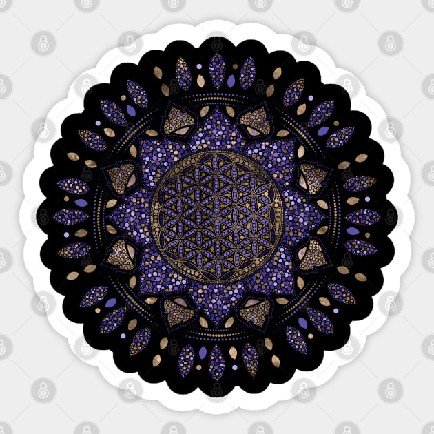 Flower of Life Dot Art Pastels, purples and gold Sticker by Nartissima